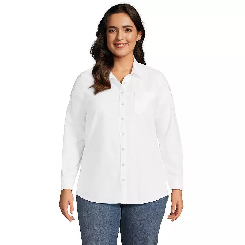 Womens Lands End Long Sleeve Classic Oxford Dress Shirt Product Image