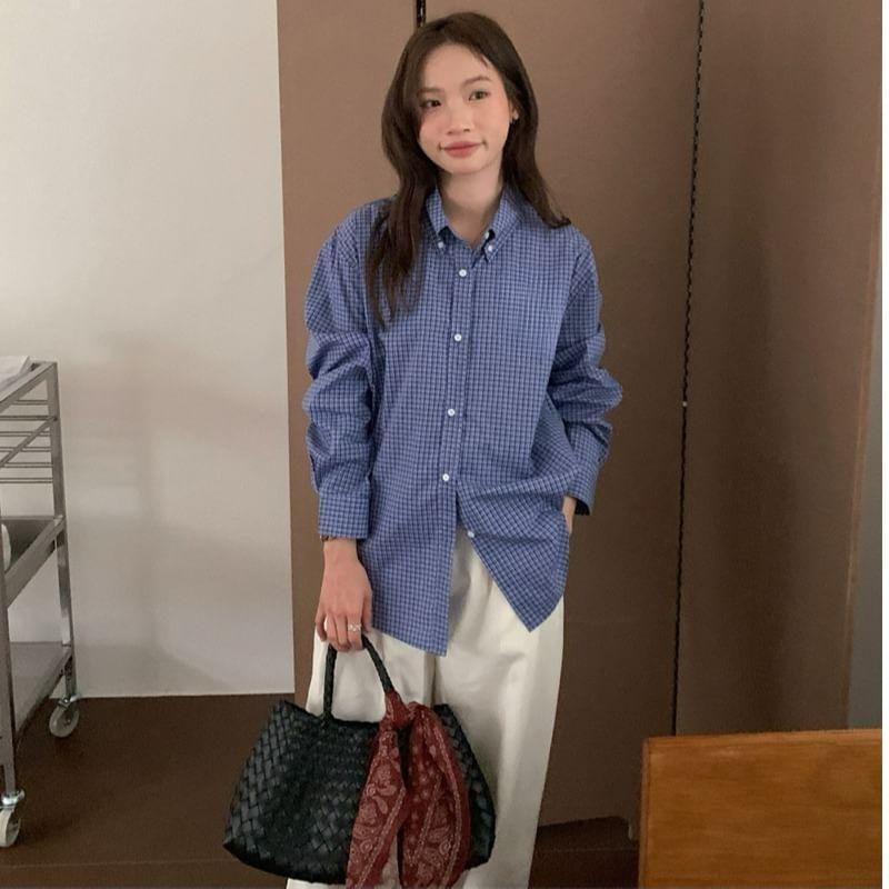 Long-Sleeve Plaid Shirt Product Image