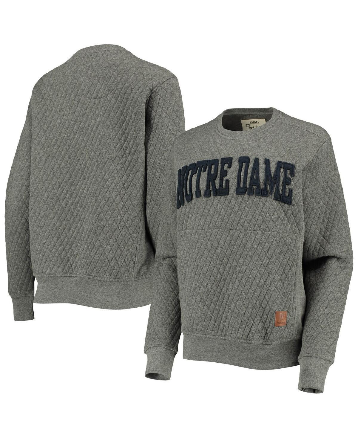 Women's Pressbox Heather Charcoal Notre Dame Fighting Irish Moose Quilted Pullover Sweatshirt, Size: Small, Grey Product Image