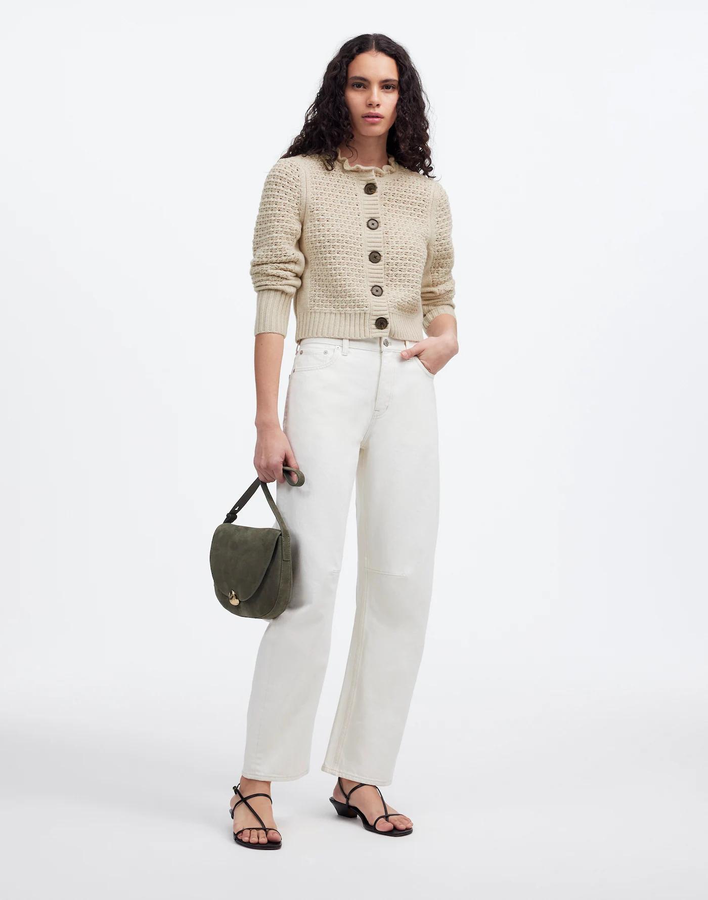 Scalloped Merino Wool-Blend Cardigan Product Image