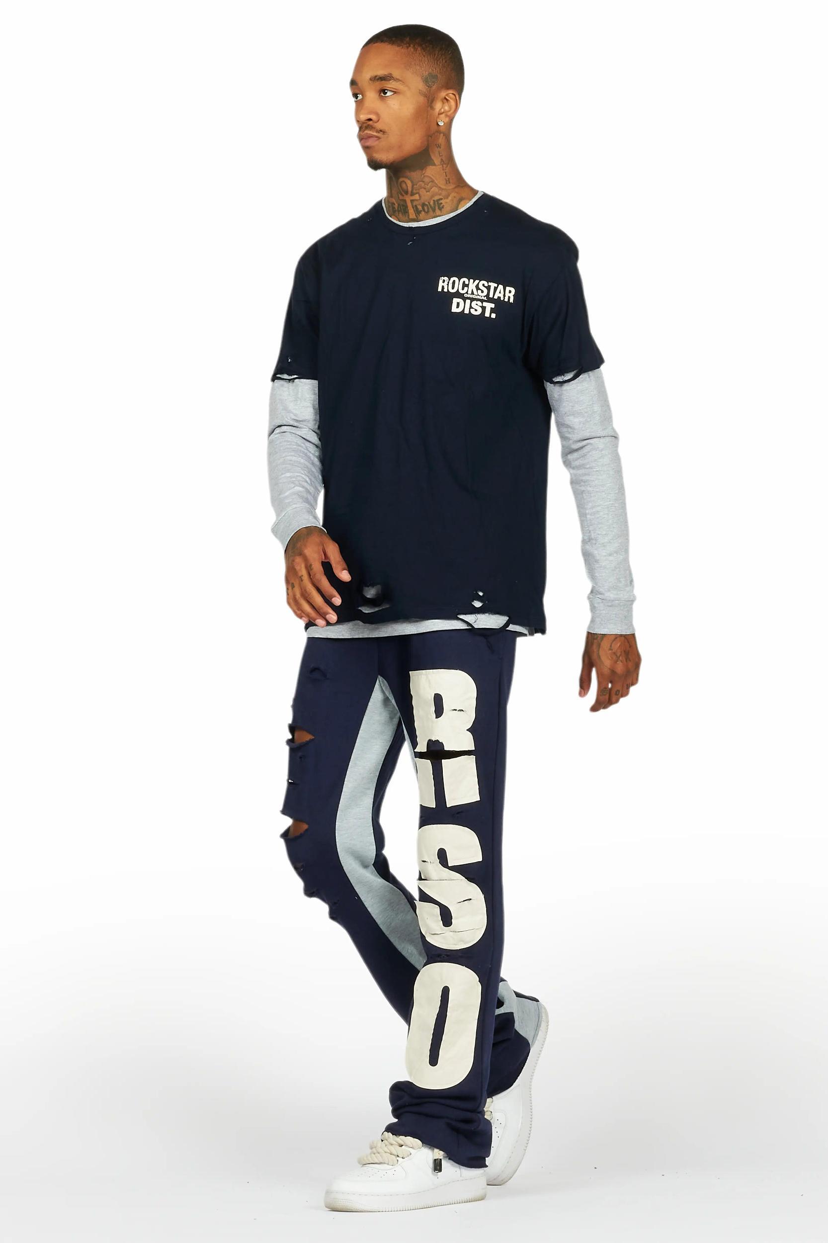 Berne Navy/Grey Double Layer T-Shirt/Baggy Pant Set Male Product Image