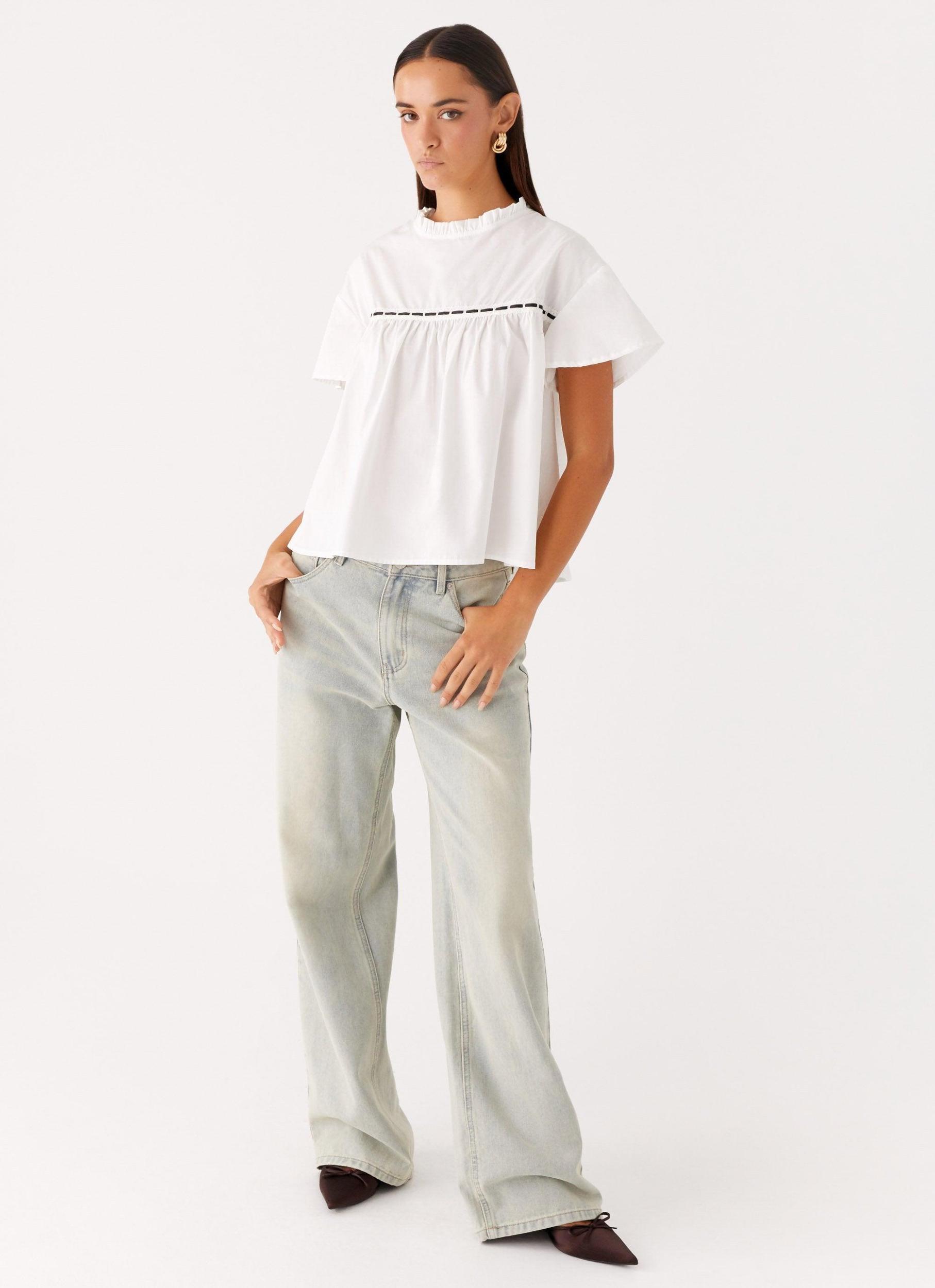 Lila Babydoll Top - White Product Image