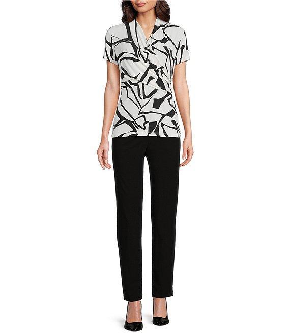 DKNY by Donna Karan Surplice V-Neck Short Sleeve Side Ruched Top Product Image