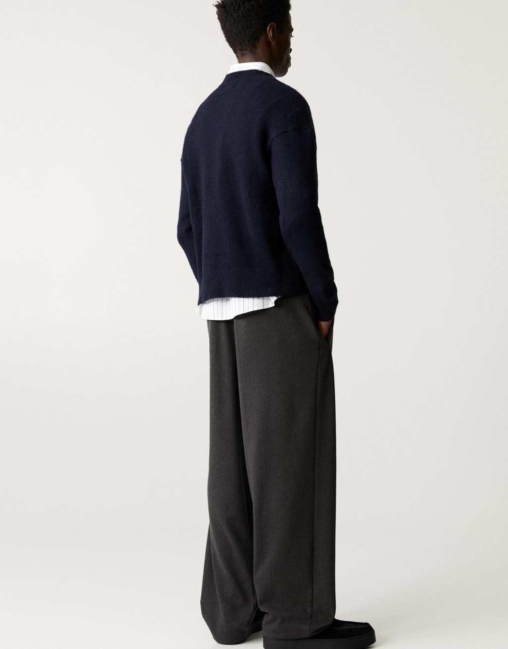 Pull&Bear stripe tailored pants in gray Product Image