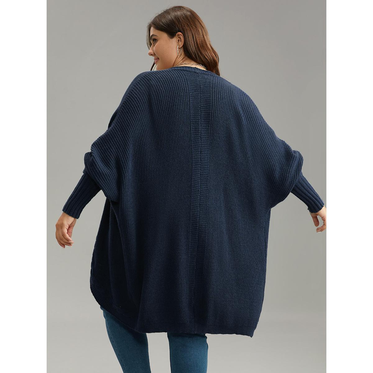 Plus Size Supersoft Essentials Batwing Sleeve Cable Knit Cardigan Indigo Women Casual Loose Long Sleeve Dailywear Cardigans BloomChic 26/4X Product Image