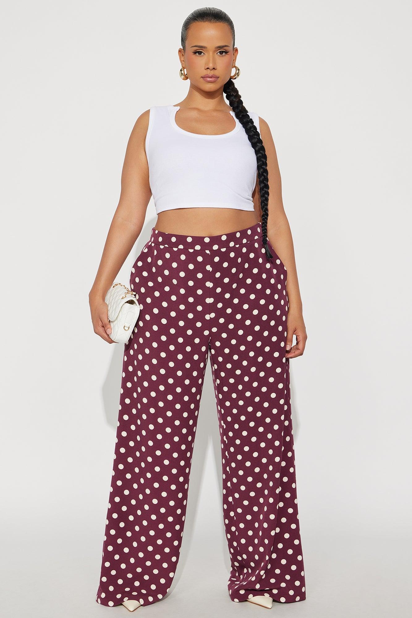 Lucelia Polka Dot Trouser Pant - Burgundy/combo Product Image