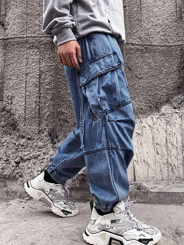 Men's Loose Fit Jogger Cargo Jeans Product Image