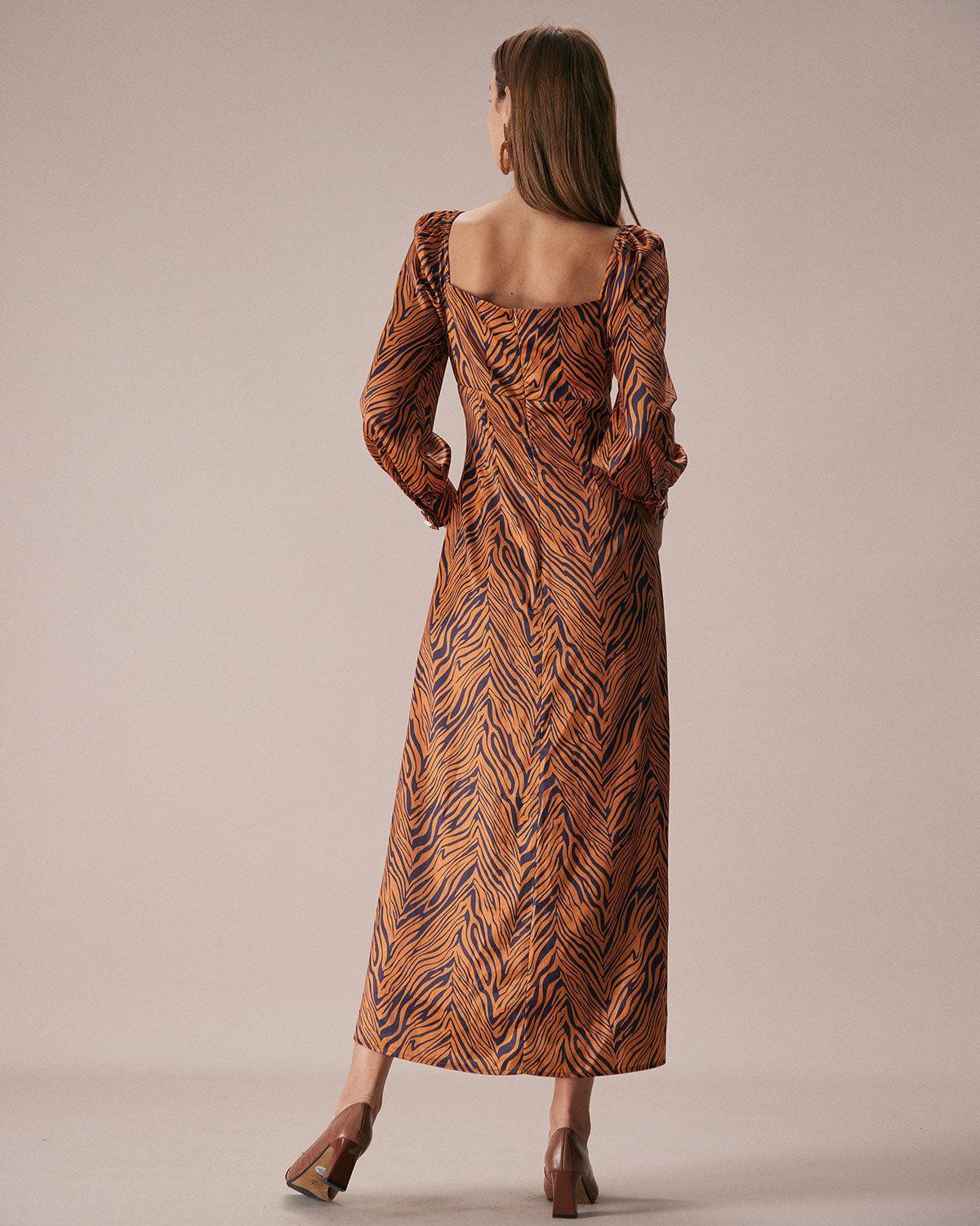 The Brown Sweetheart Neck Zebra Maxi Dress Product Image