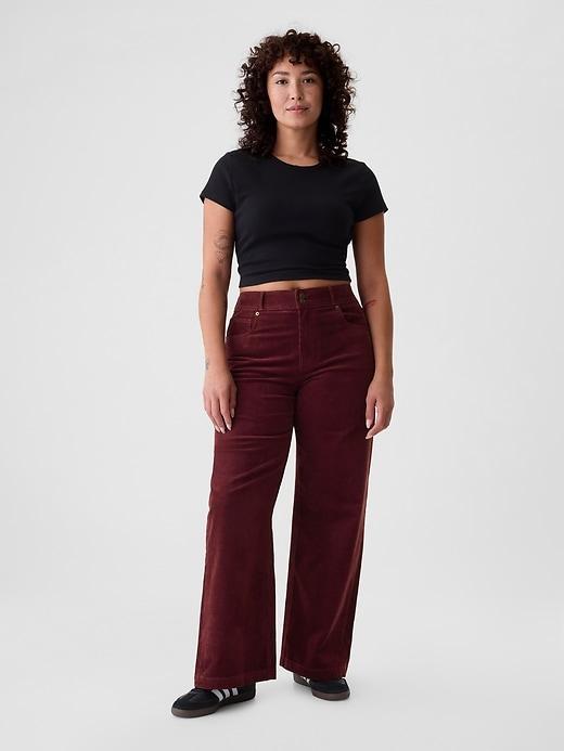 High Rise Corduroy Stride Wide-Leg Pants Product Image