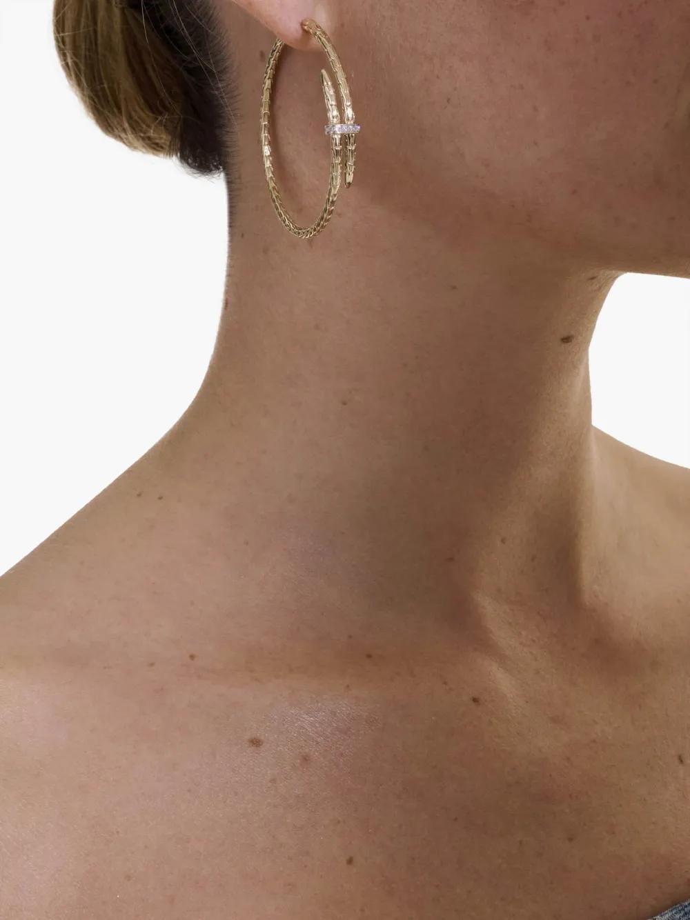 JOHN HARDY 14kt Gold Large Spear Diamond Hoop Earrings Product Image