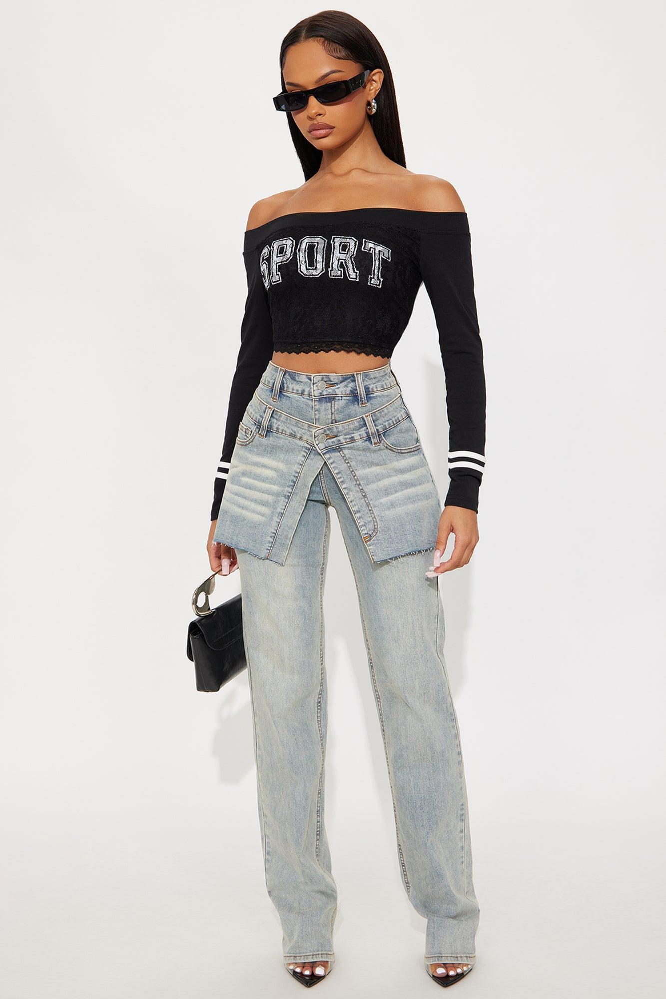 Sporty Gal Off Shoulder Top - Black Female Product Image