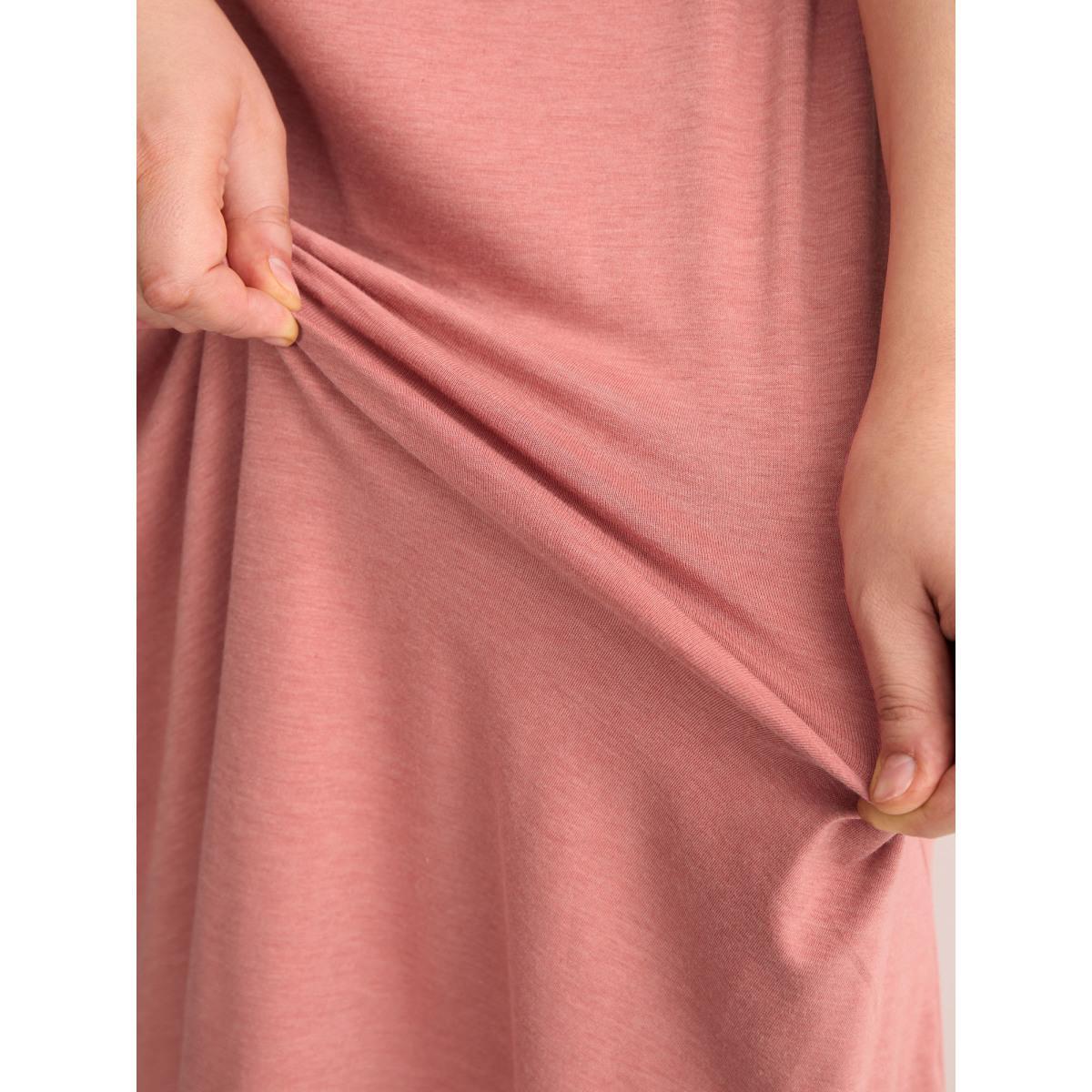 Plus Size Stretchy Color Contrast V-Neck Midi Dress Watermelon Women V-neck Short sleeve Curvy BloomChic 14-16/1X Product Image