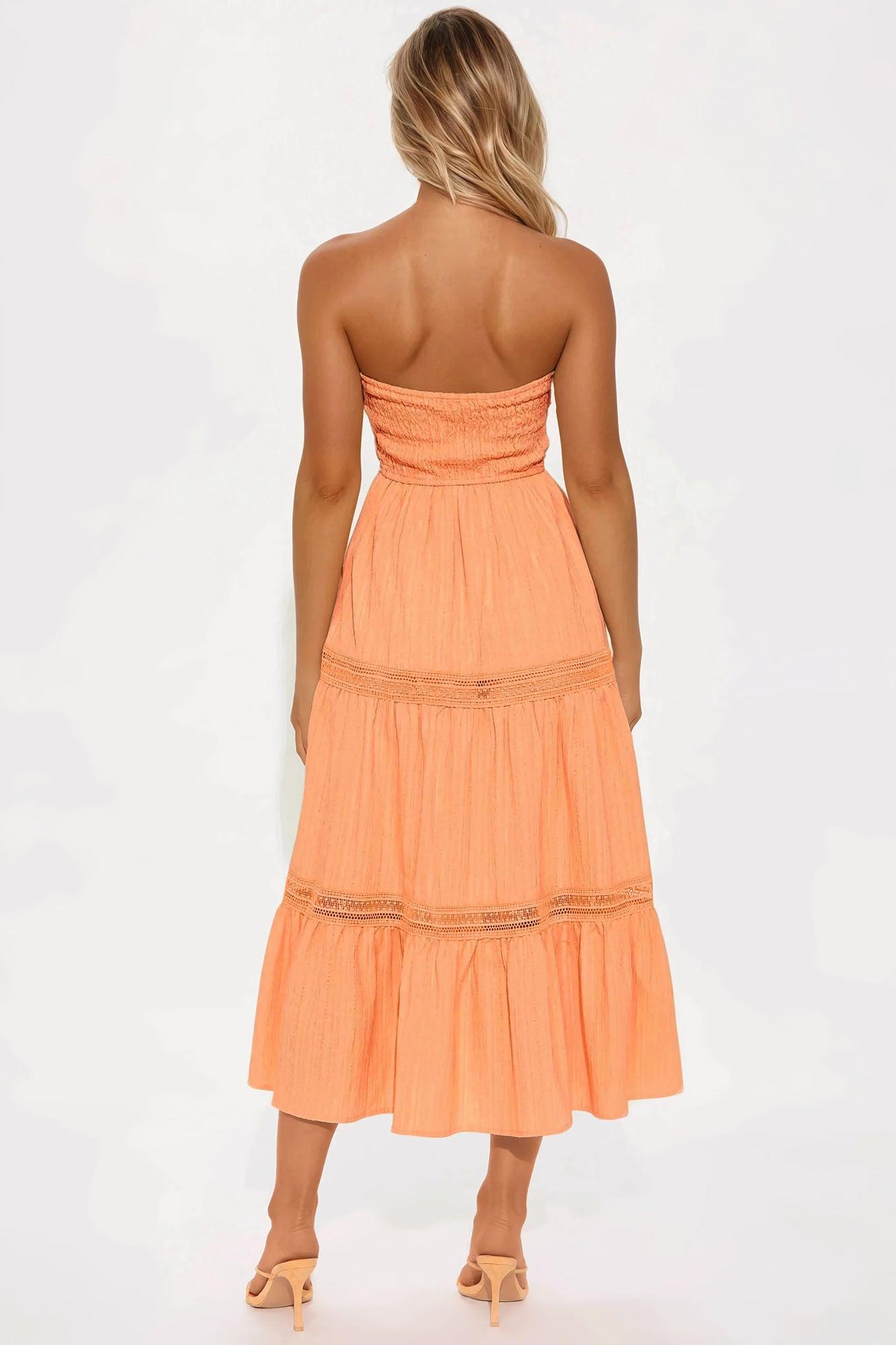 Tasmin Strapless Midi Dress - Orange Product Image