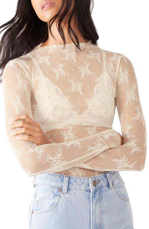 Free People Lady Lux Jacquard Sheer Mock Neck Long Sleeve Layering Top Product Image