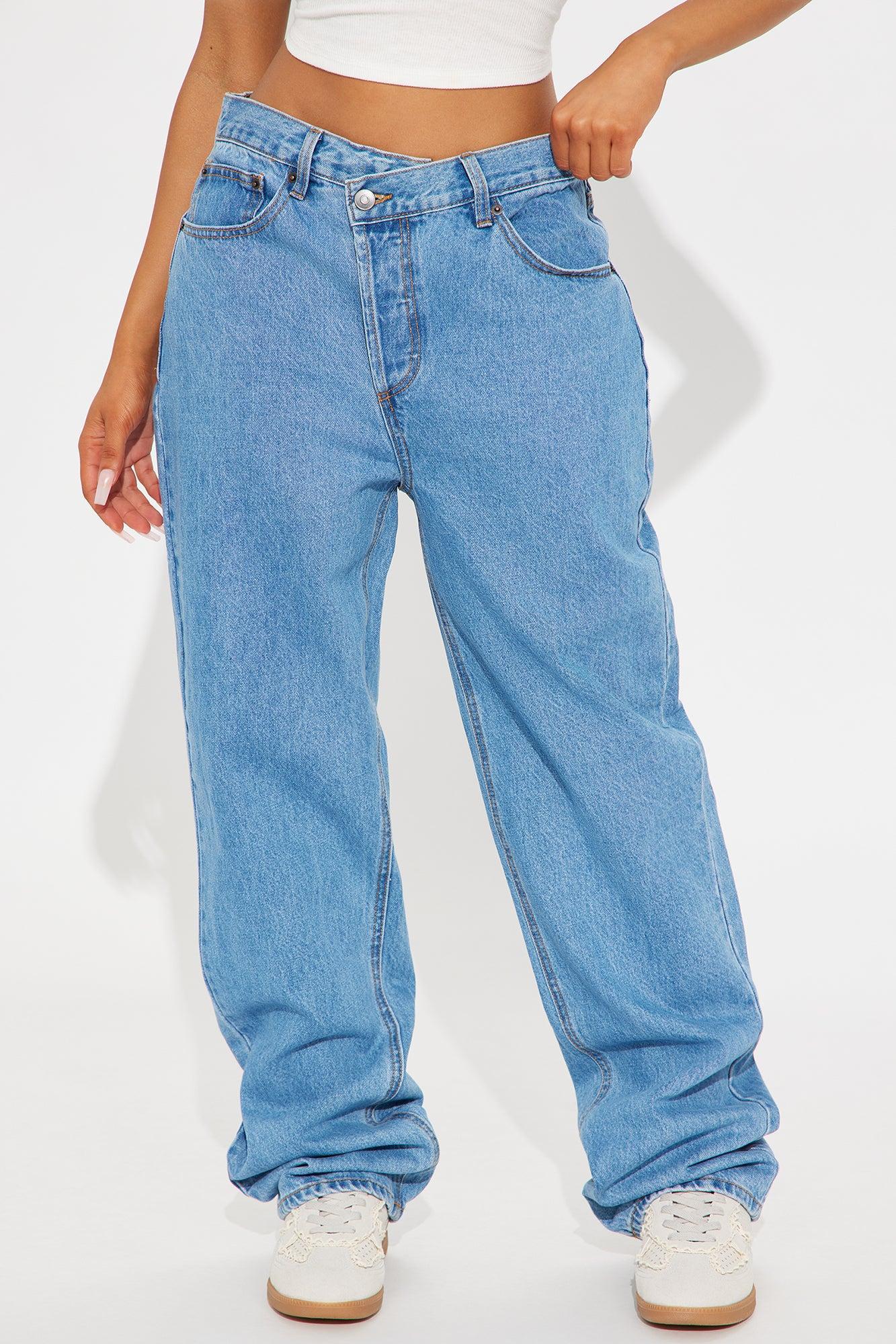 Crossover Straight Leg Jeans - Medium Wash Product Image