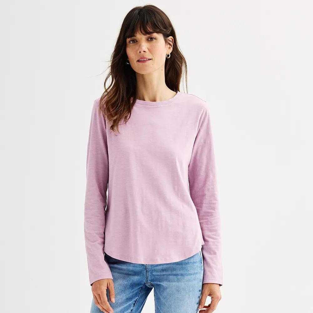 Women's Sonoma Goods For Life® Everyday Long Sleeve Crewneck Tee, Size: XL, Lilac Ivory Product Image
