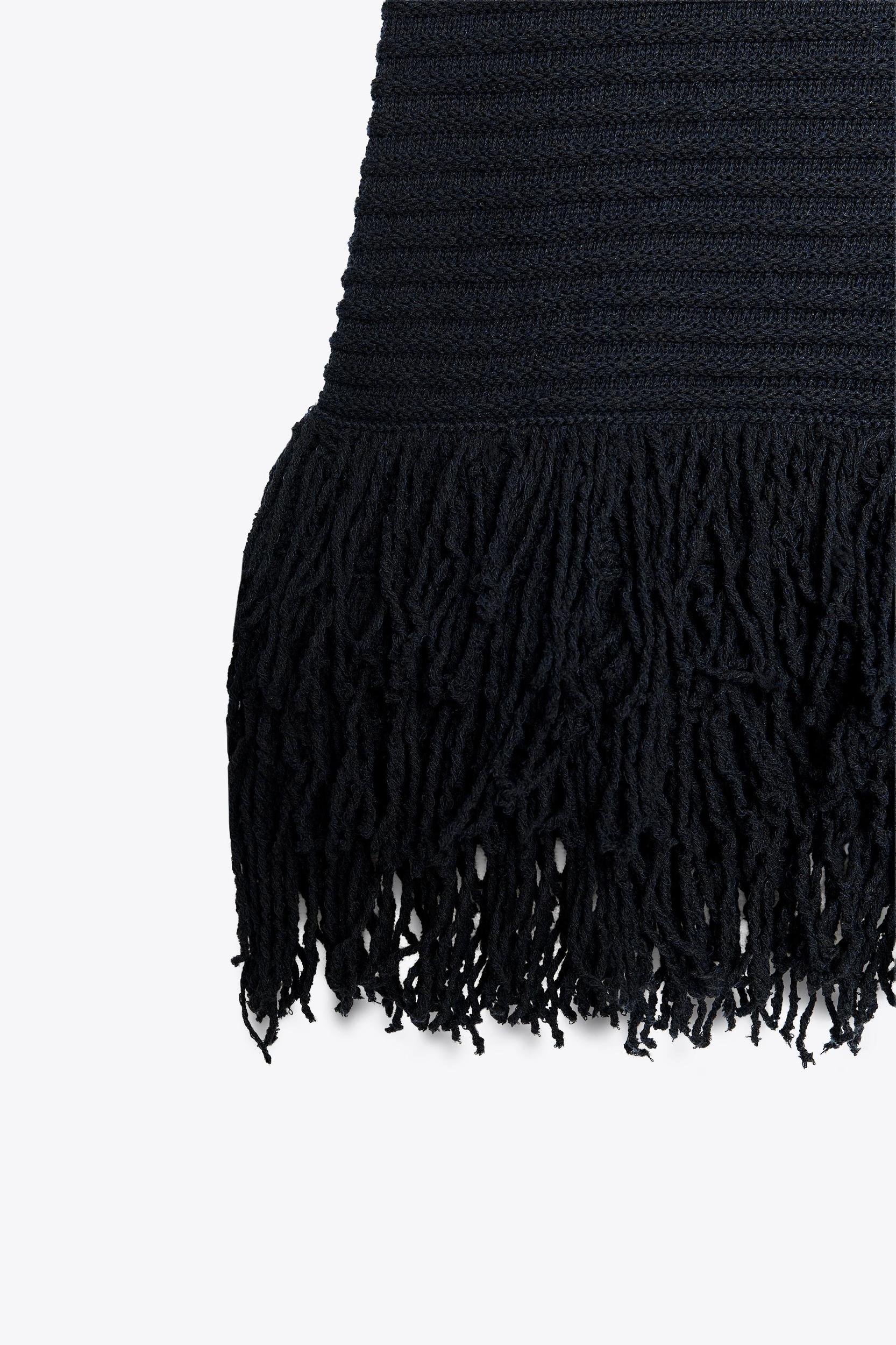 FRINGED CHECKERED KNIT DRESS Product Image