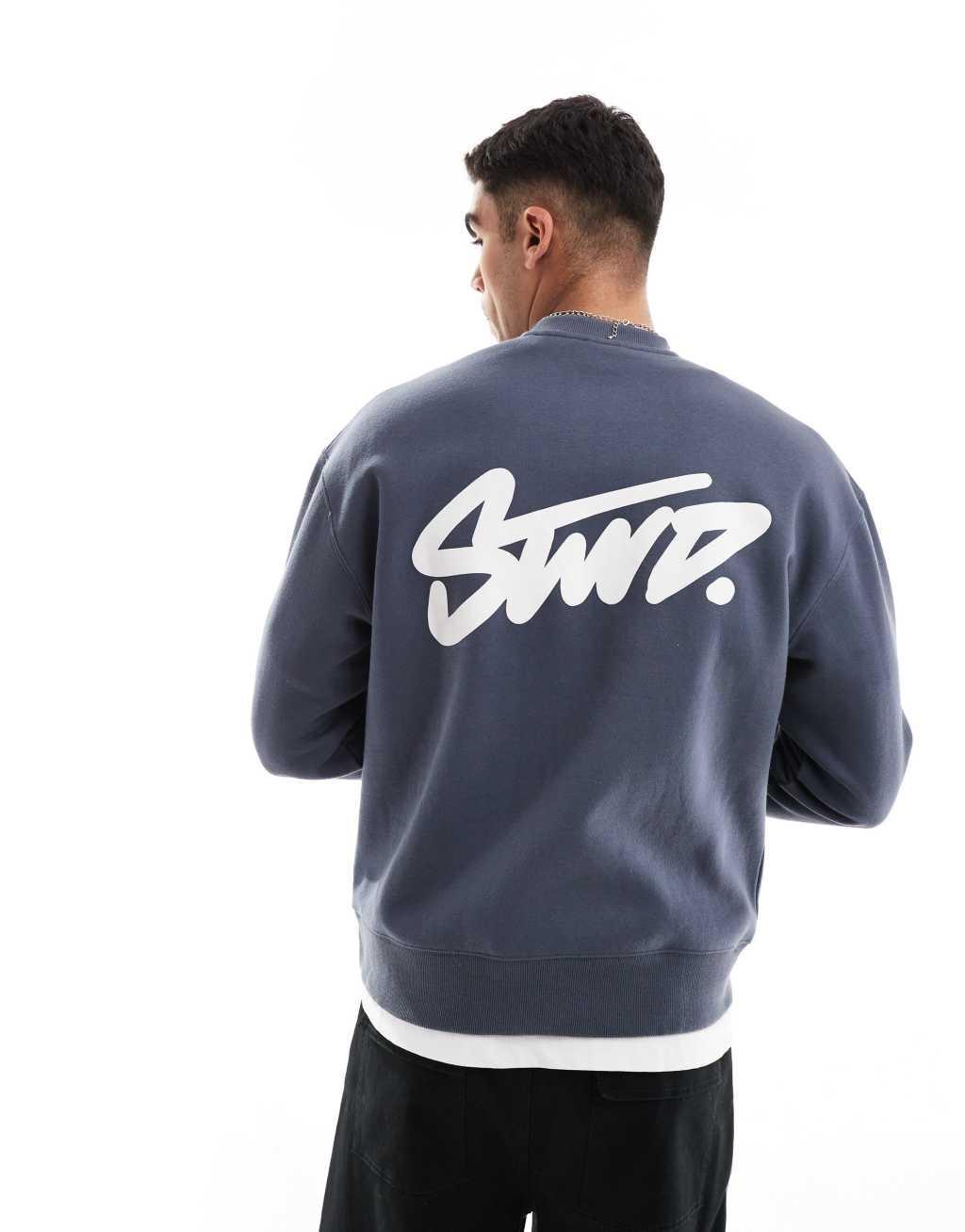 Pull&Bear STWD sweatshirt in blue Product Image