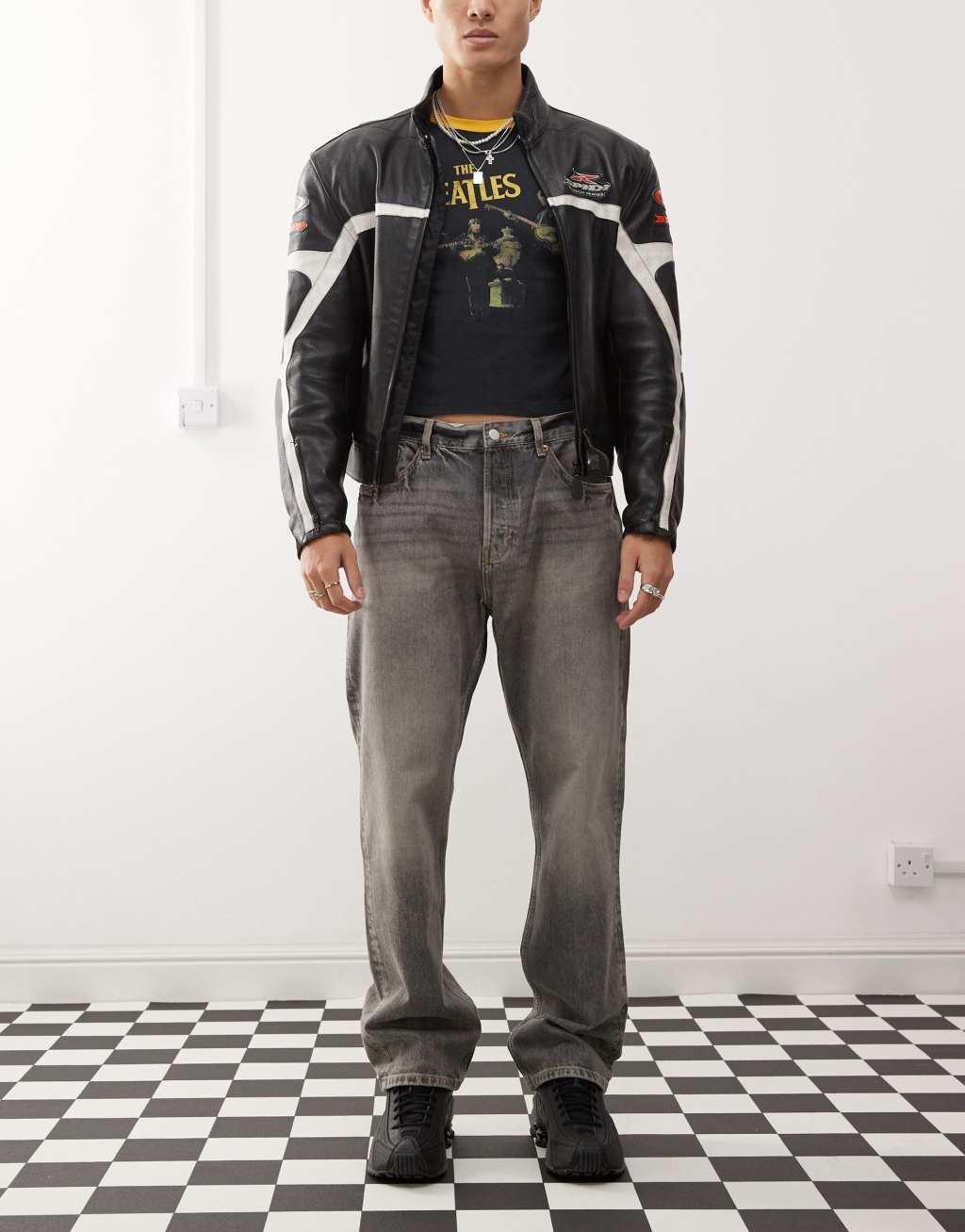 Weekday Space relaxed fit straight leg jeans in canyon gray wash Product Image