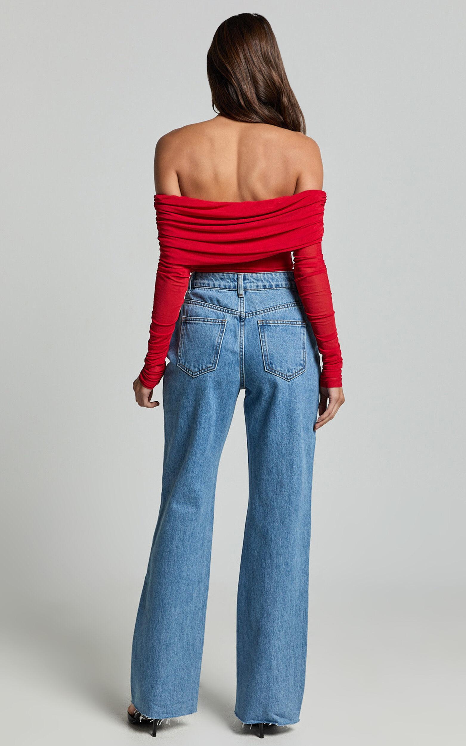 Dexter Jeans - High Waisted Straight Leg Denim Jeans in Blue Product Image