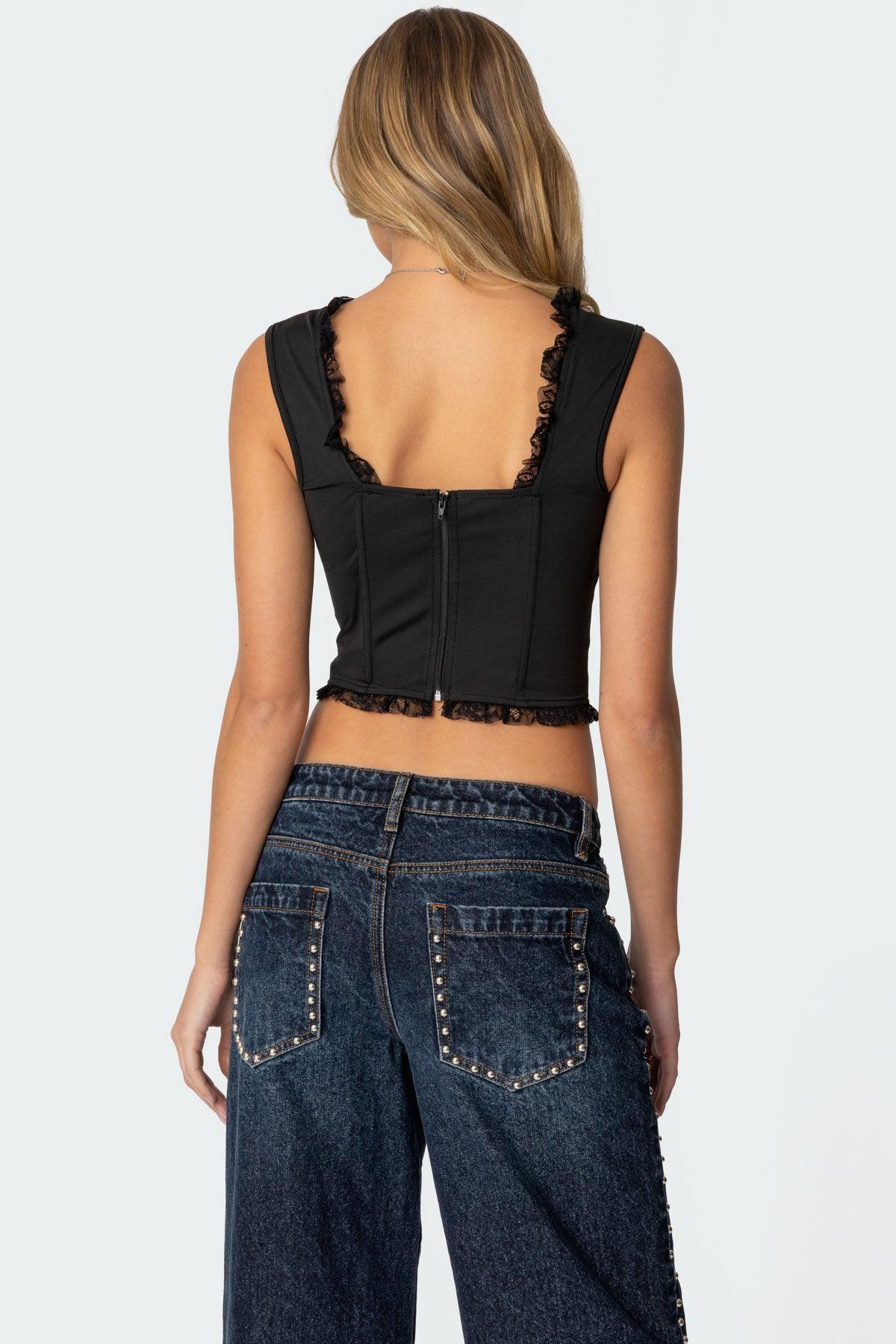 Button Front Lacey Corset Product Image