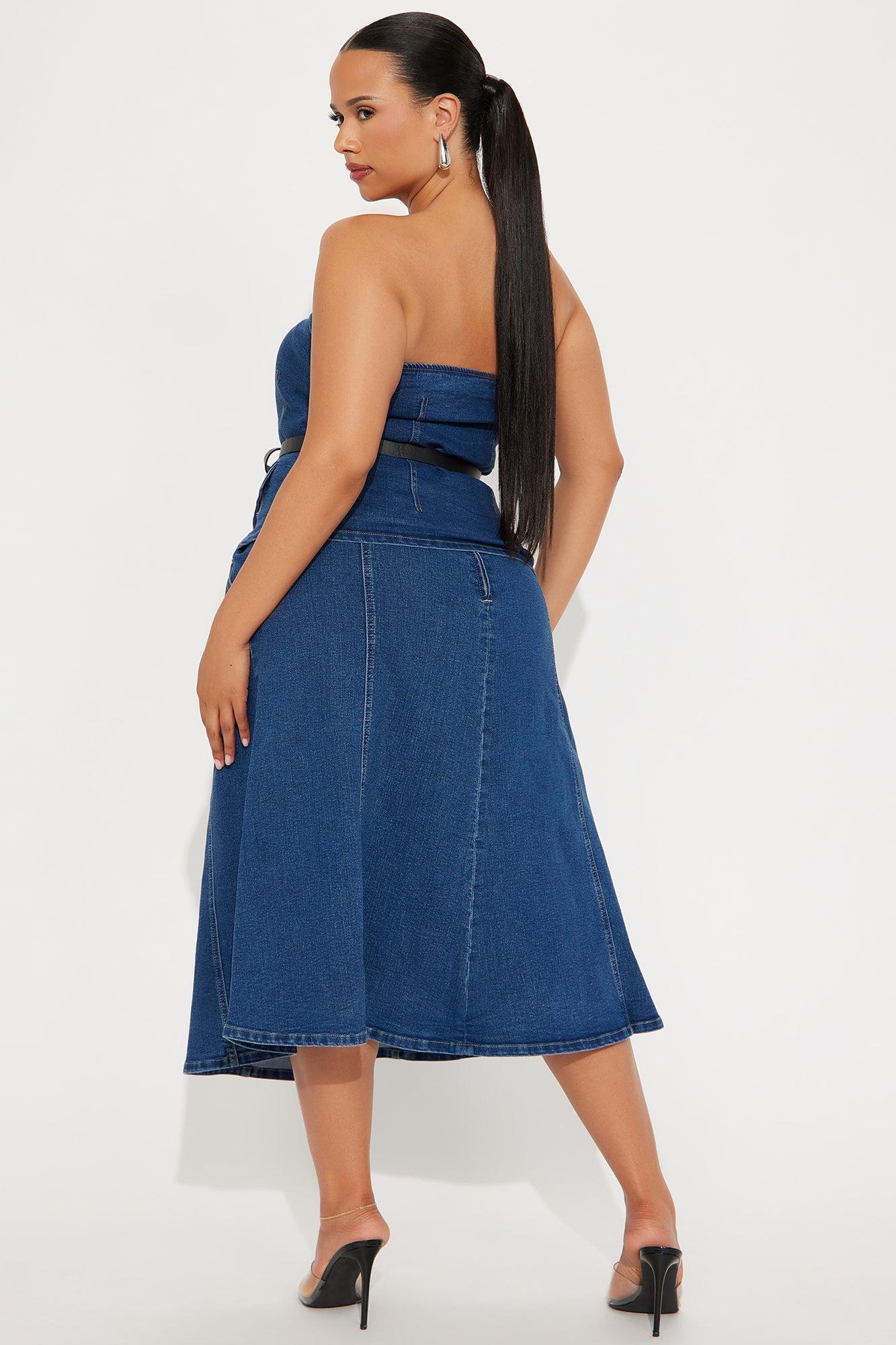 Zoe Denim Belted Skirt Set - Medium Wash Product Image