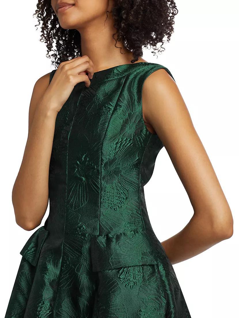 Womens Floral Jacquard A-Line Gown Product Image