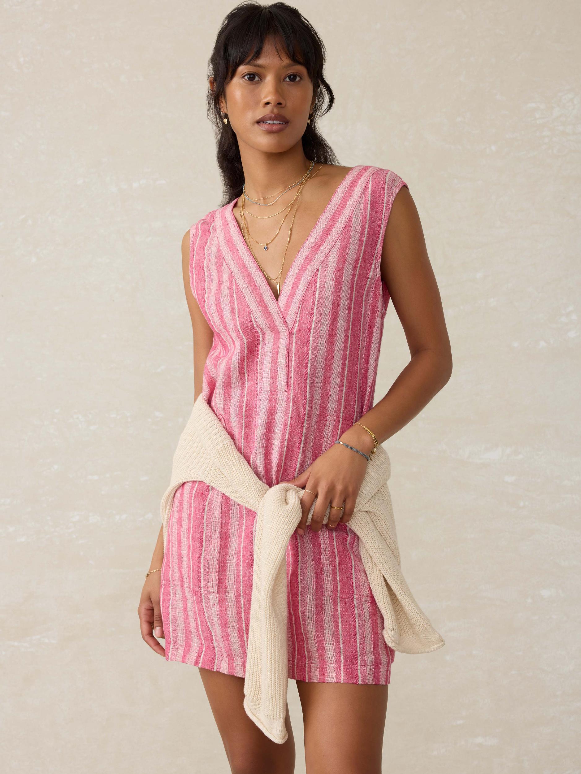 Azure Linen Dress - Granita Stripe Female Product Image