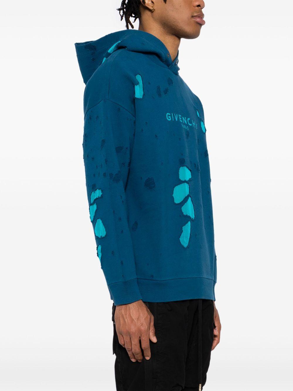 distressed logo-print hoodies Product Image