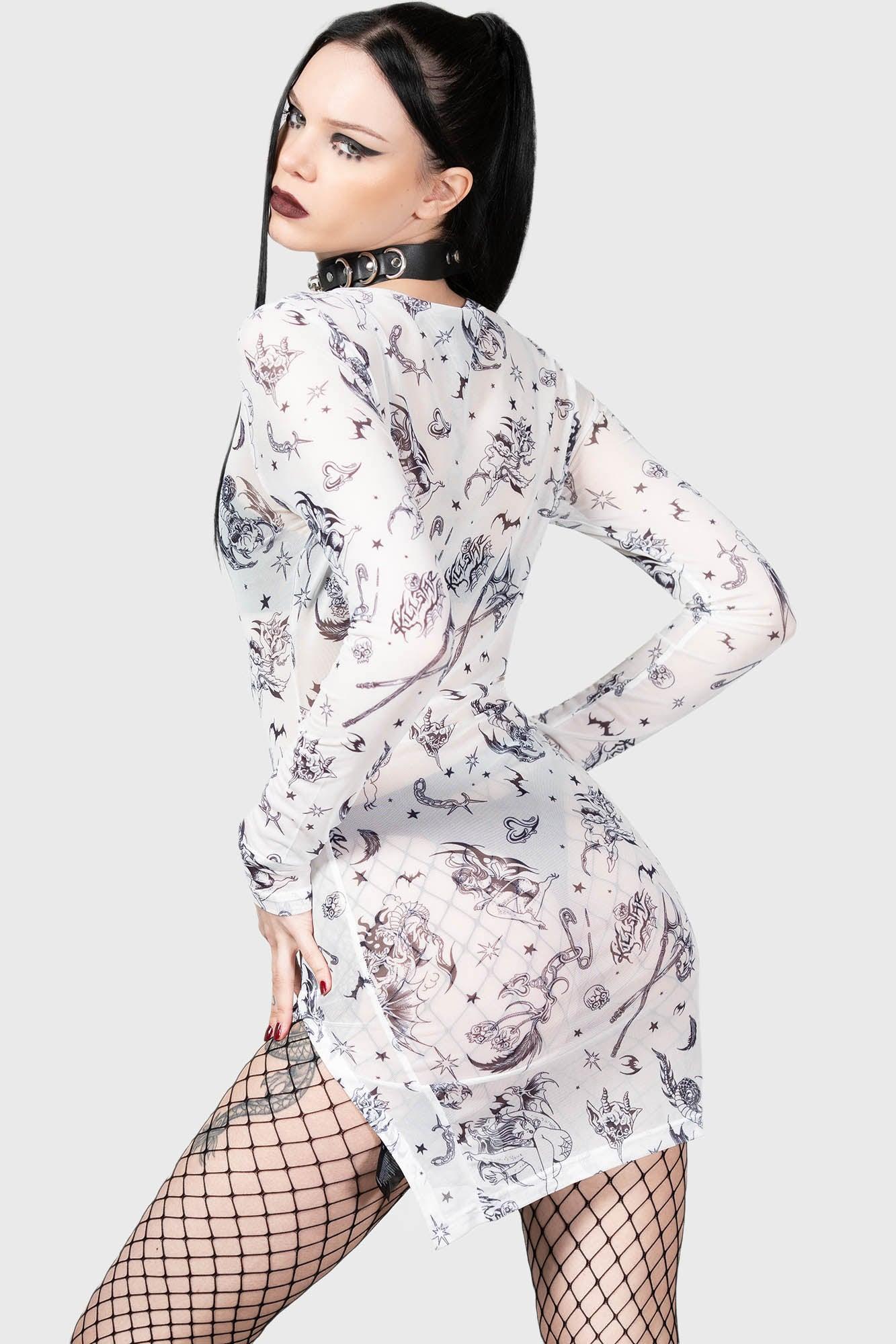 Dazed Skull Dress / White / 95% Polyester 5% Elastane Product Image