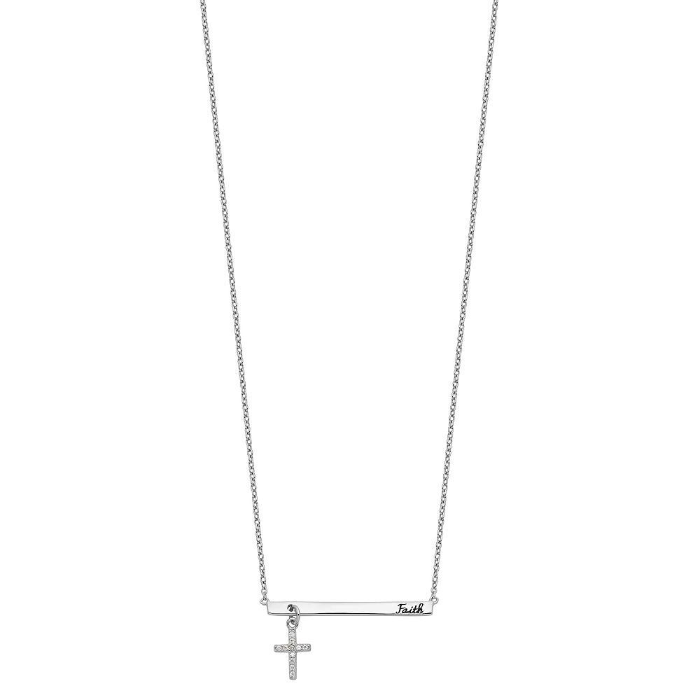 Sophie Miller Sterling Silver Cubic Zirconia Cross Faith Necklace, Women's, Size: 16" Product Image