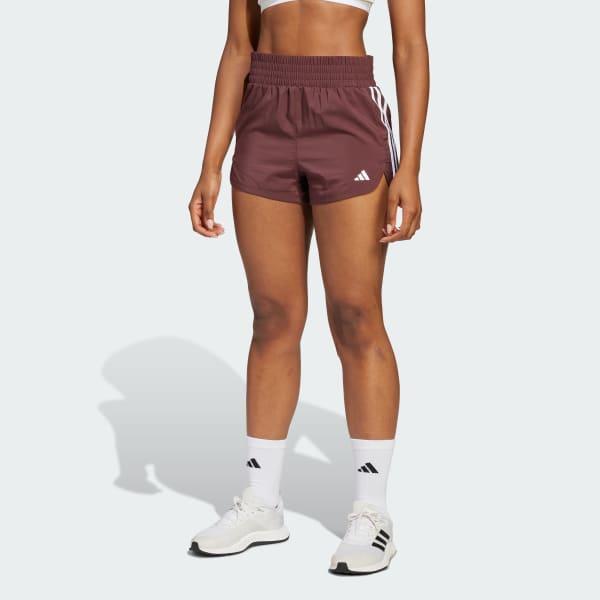 adidas Pacer Training 3-Stripes Woven High-Rise Shorts Aurora Ruby S 3 Womens Product Image