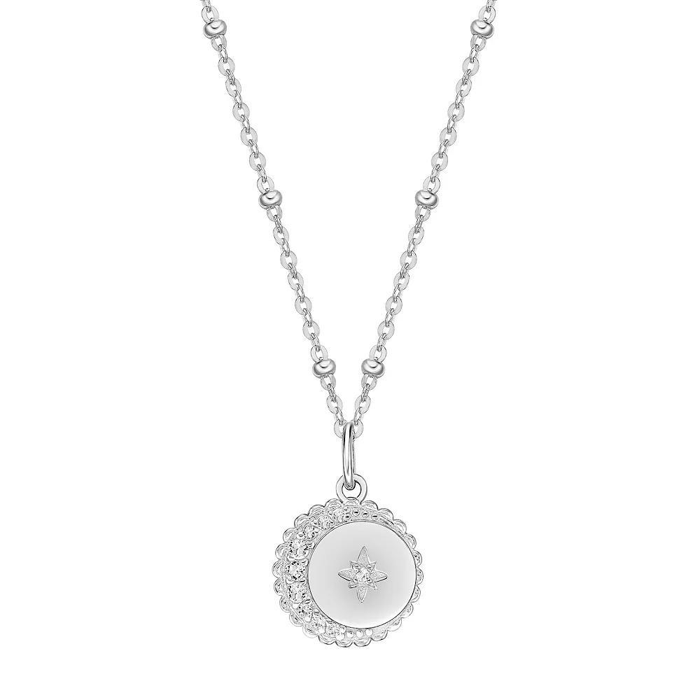Gemminded Sterling Silver White Topaz Starburst Celestial Pendant Necklace, Women's, Size: 18" Product Image