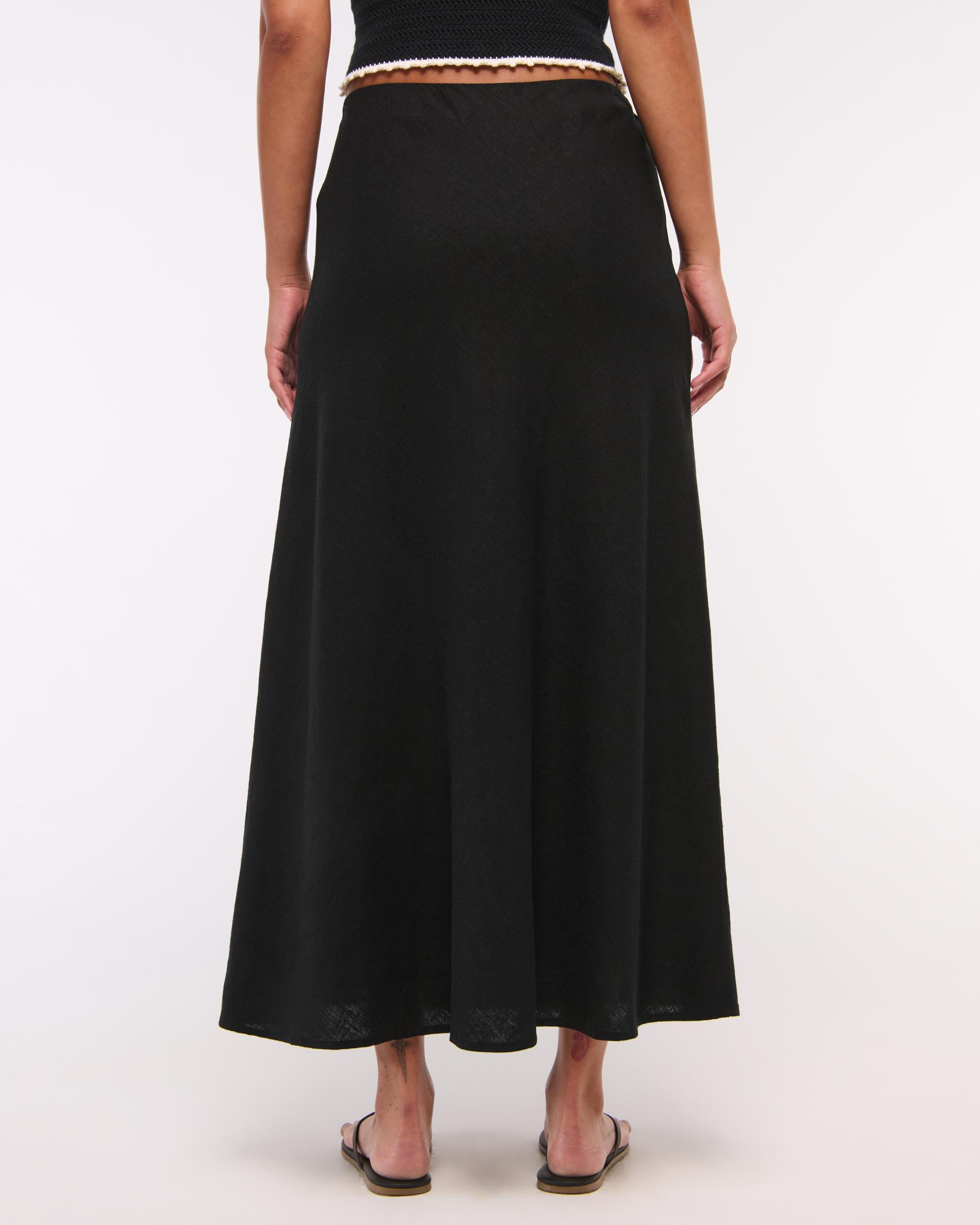 Mid Rise Linen-Blend Maxi Skirt Product Image