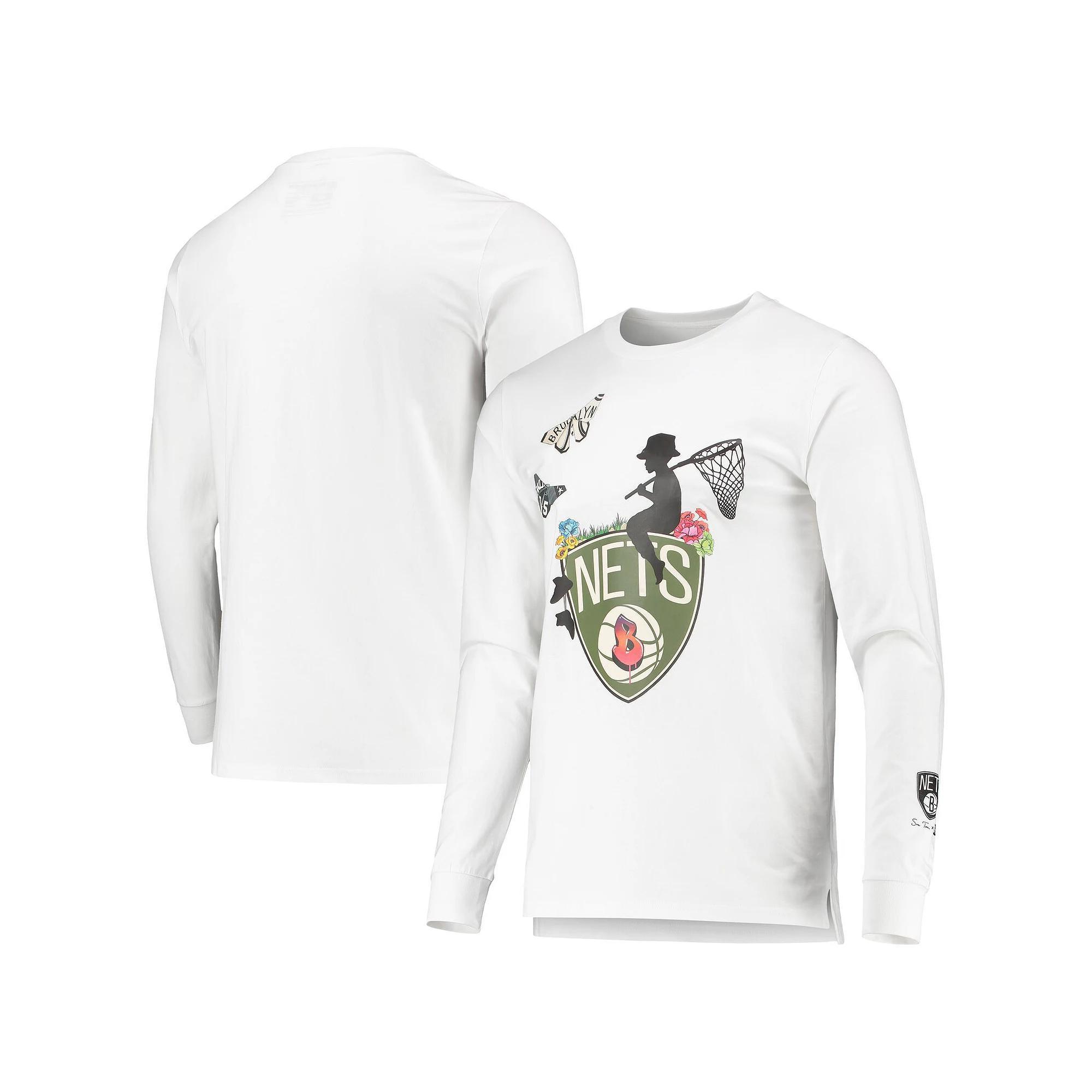 Men's White Brooklyn Nets Sue Tsai Long Sleeve T-Shirt, Size: 3XL Product Image