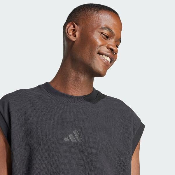 adidas Elevated All SZN Cloud Jersey Sleeveless Crew Tee Black 2XL Mens Product Image