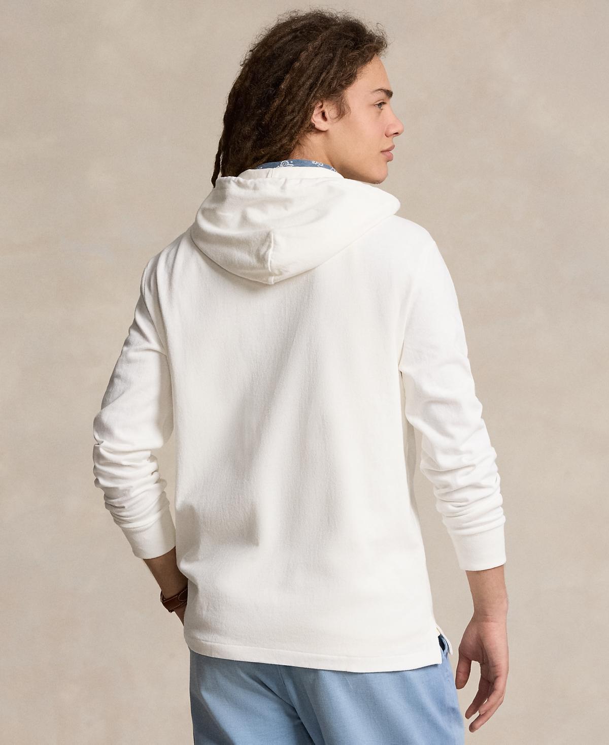 Cotton Jersey Polo Bear Embroidered Rugby Hoodie In Deckwash White Bear Product Image