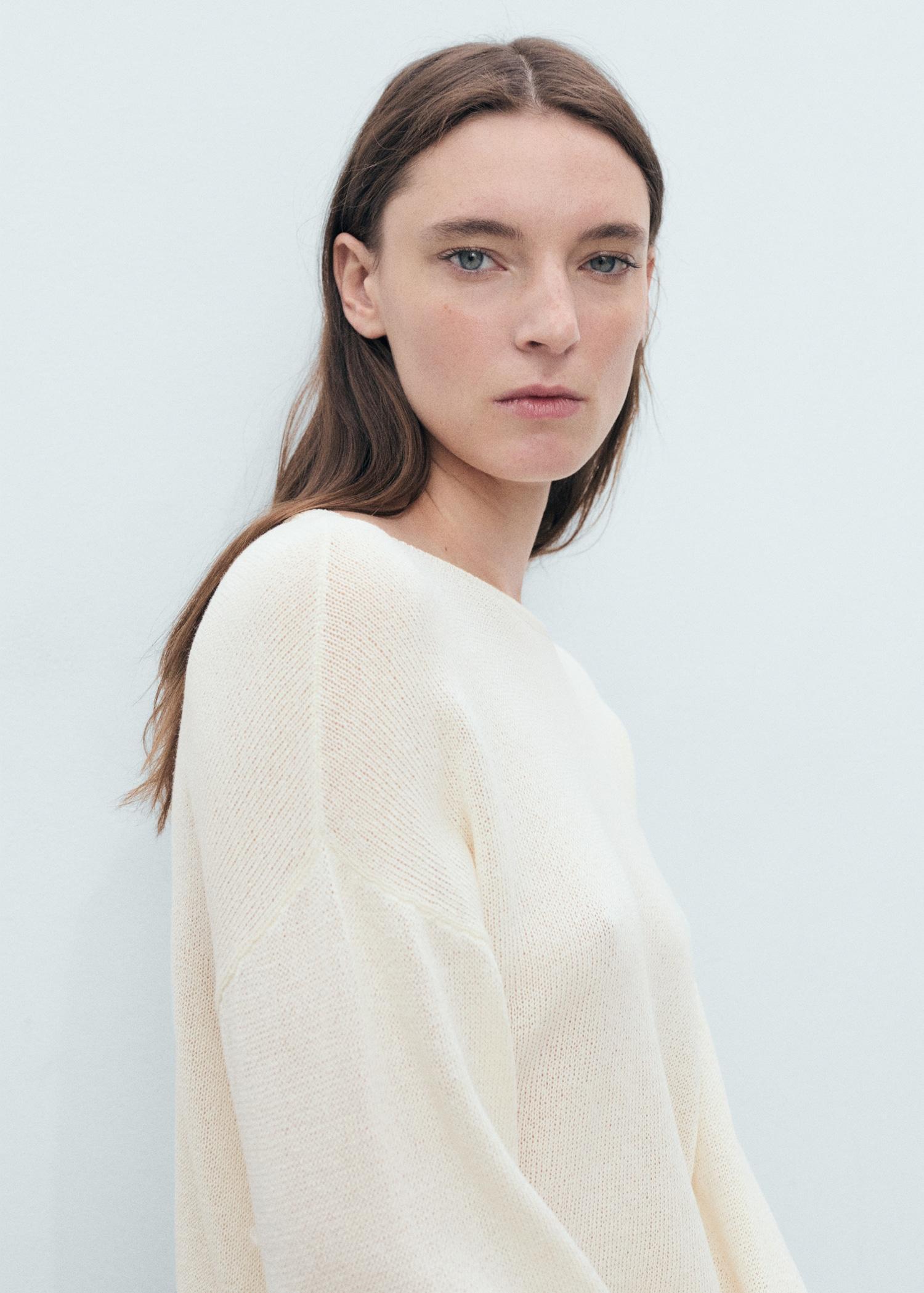 Boat-neck knitted sweater - Women | MANGO USA Product Image
