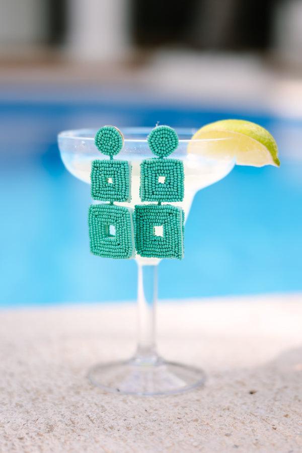 Love You Deeply Mint Green Beaded Earrings Female Product Image