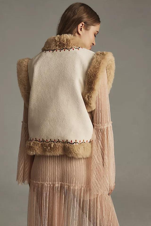 Pilcro Faux-Fur Embroidered Vest Product Image