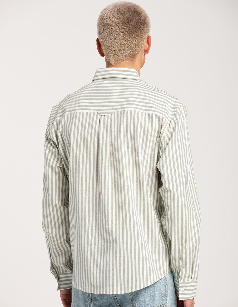 RSQ Mens Striped Oxford Shirt - GREEN Product Image