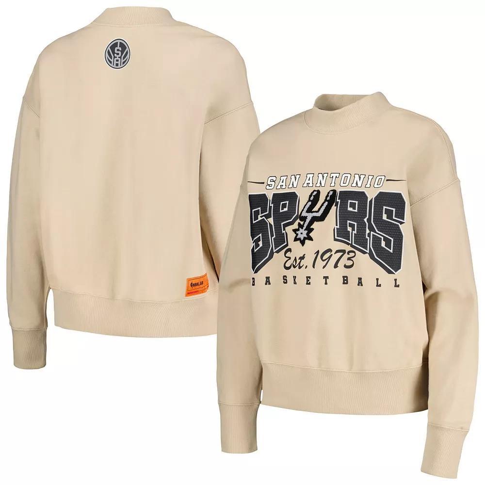 Women's Qore Cream San Antonio Spurs Oversized Cozy Mock Neck Pullover Sweatshirt, Size: Small/Medium, Beige Product Image