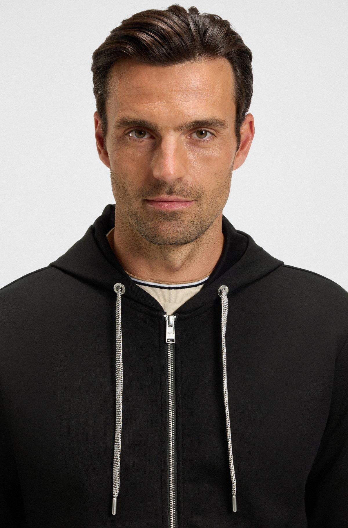 Zip-up hoodie with patterned drawcords Product Image
