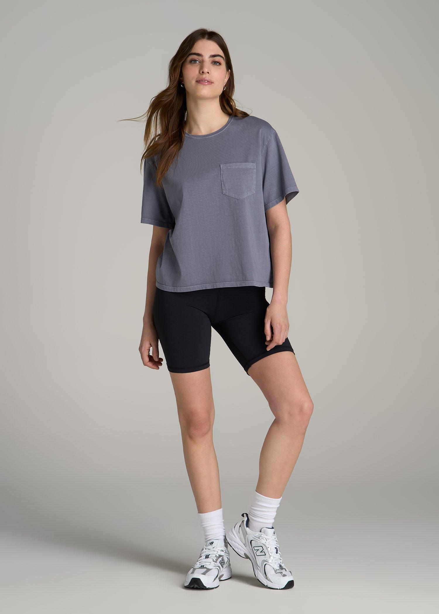 Boxy Short Sleeve T-Shirt for Tall Women in Skyline Grey Product Image