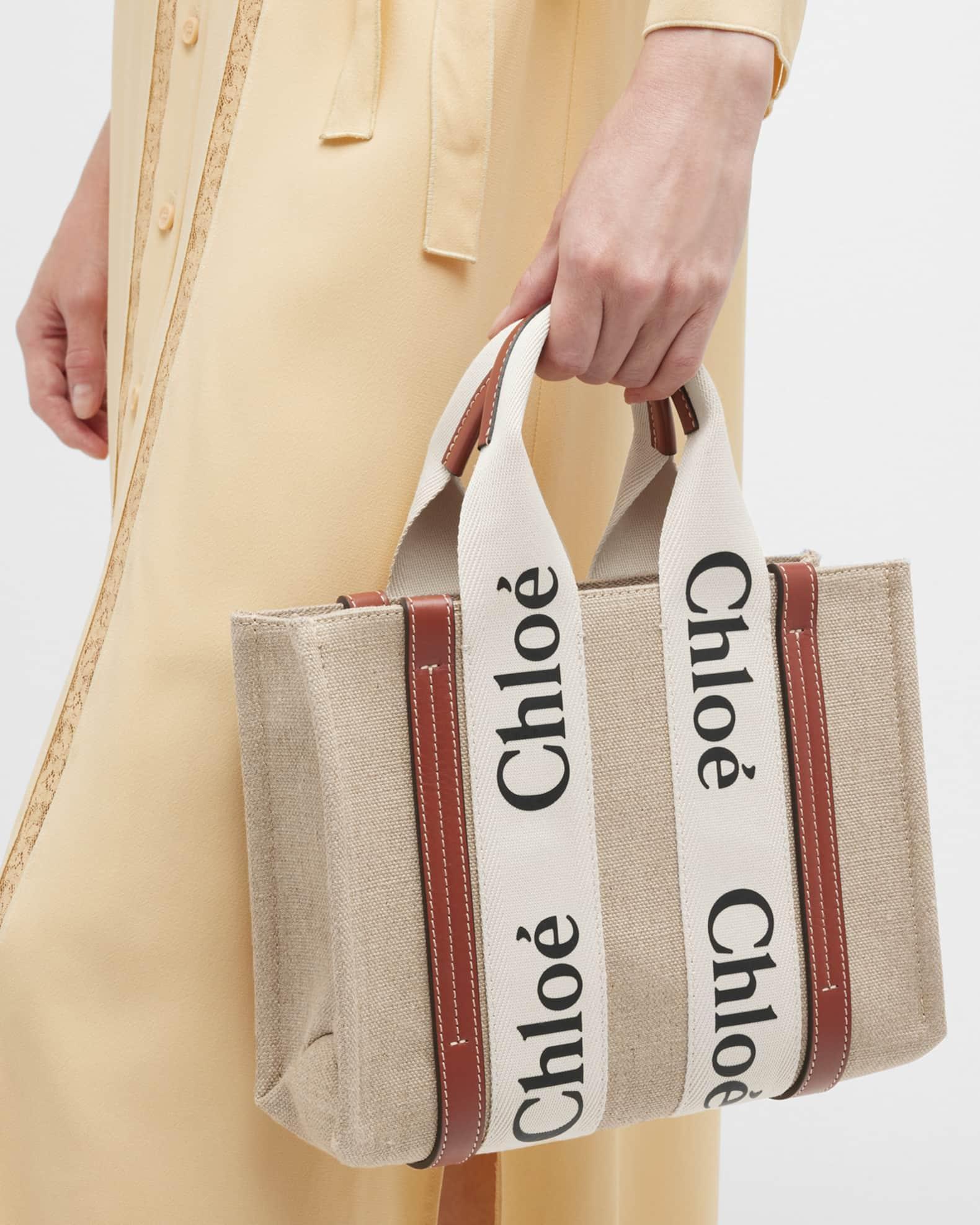 Woody Small Tote Bag in Linen with Crossbody Strap Product Image
