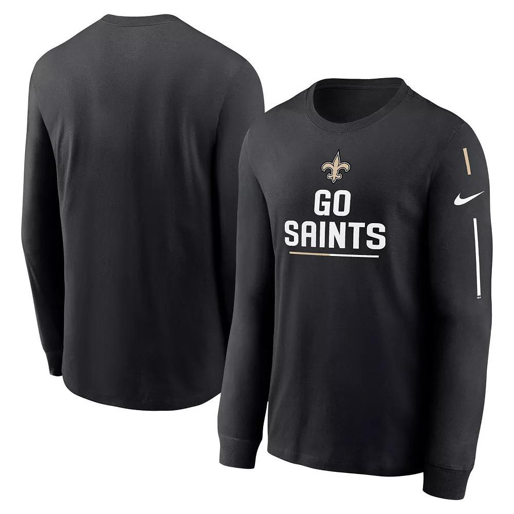 Men's Nike Black New Orleans Saints Team Slogan Long Sleeve T-Shirt, Size: 2XL Product Image