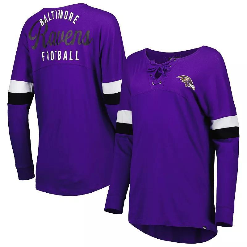 Women's New Era  Purple Baltimore Ravens Athletic Varsity Lightweight Lace-Up Long Sleeve T-Shirt, Size: 2XL Product Image