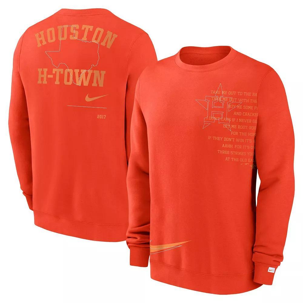 Men's Nike Orange Houston Astros Statement Ball Game Fleece Pullover Sweatshirt, Size: 2XL Product Image