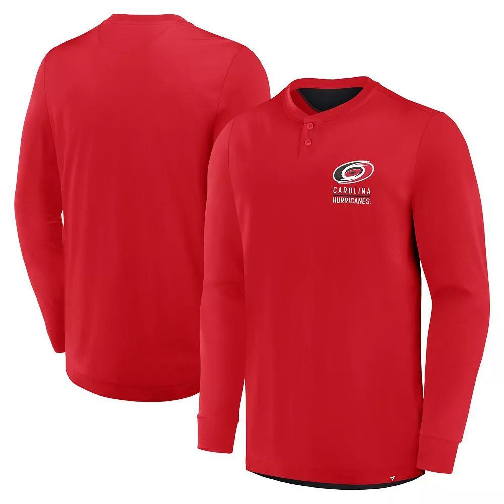 Men's Fanatics Red Carolina Hurricanes Adrenaline Push Long Sleeve T-Shirt, Size: Small Product Image