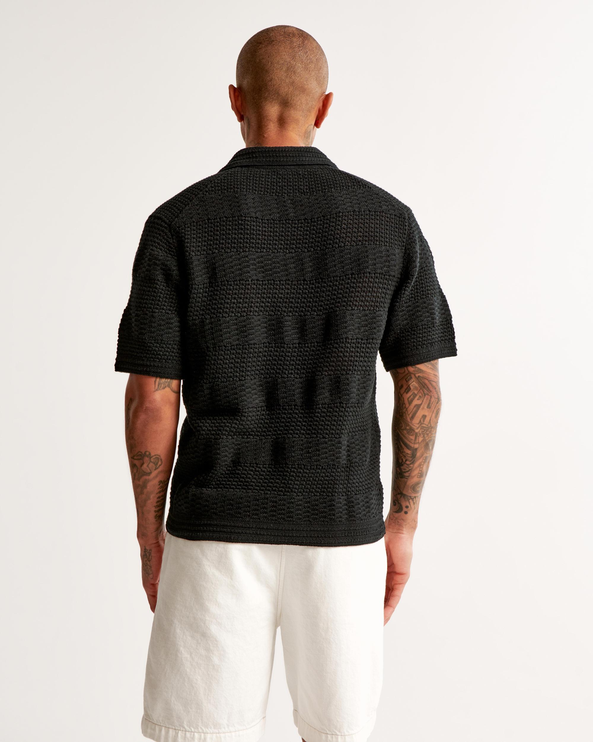 Striped Stitched Johnny Collar Sweater Polo Product Image